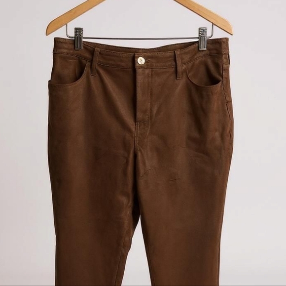 Chico's Brown Faux Suede Pants Straight-Leg Design - Picture 1 of 5